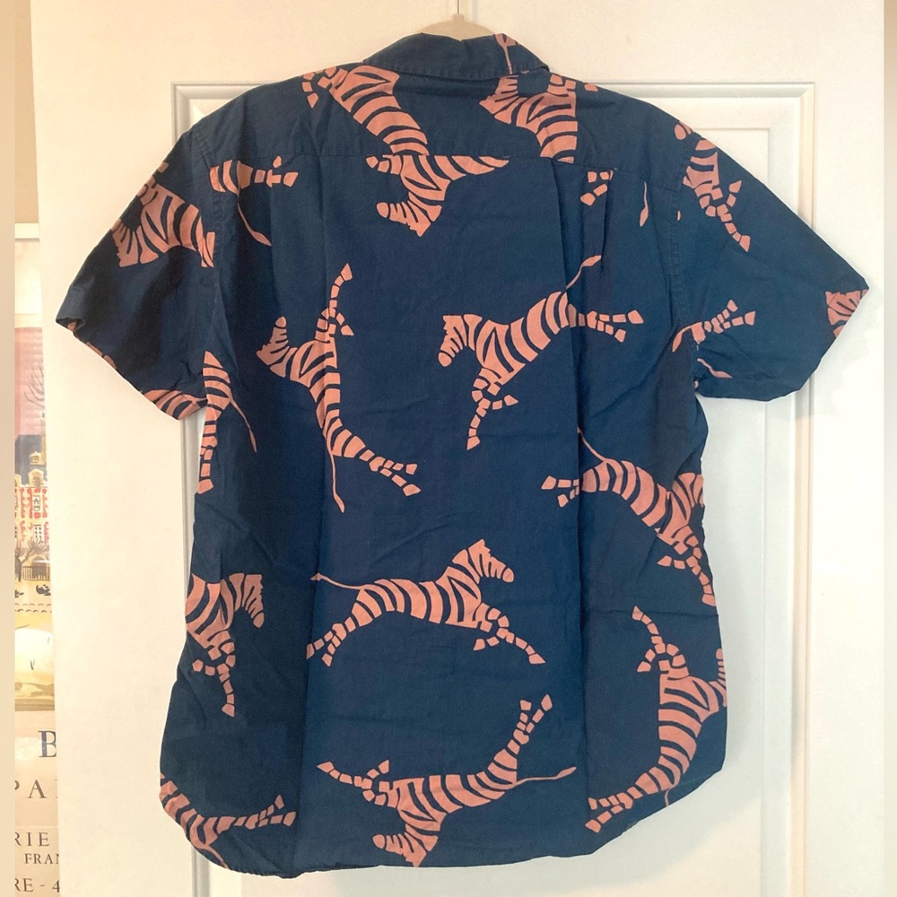 Slim Fit Zebra Print Short Sleeve Button Down - image 3